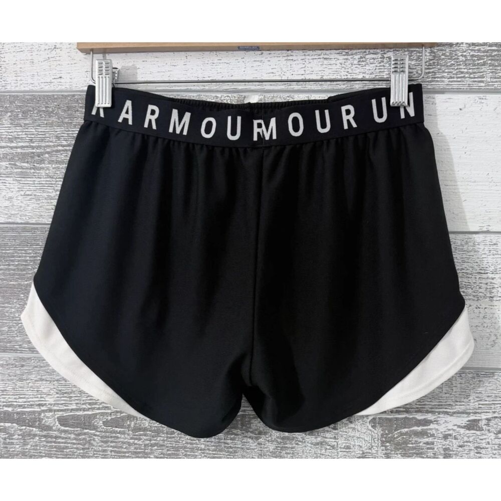 Under Armour Athletic Shorts Women Small Black HeatGear Lightweight Training - Picture 2 of 10